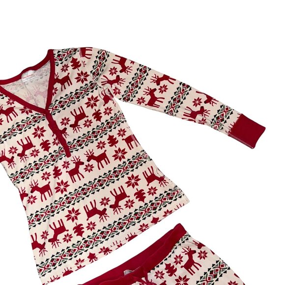 Hanna Andersson Dear Deer Reindeer Womens S Pajamas Christmas Holiday Red - Picture 4 of 11